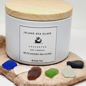 Hidden sea glass candle